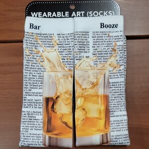 Wearable Art Socks with Whiskey Print